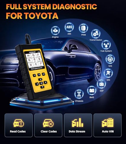 OBD2 Scanner for Toyota/Lexus/Scion, OM701 All Systems Diagnostic Tool with 15+ Resets (Oil/ETC/EPB/ABS/SAS/BAT Register...), Full OBDII Functions Read&Erase Fault Codes, Free Software Update