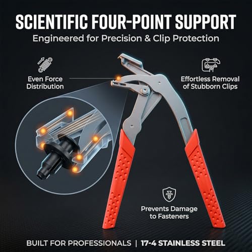 Car Clip Pliers, Panel Clip Removal Pliers, Spring-Loaded Panel Clip Removal Tool, Automotive Fastener Remover for Auto Trim, Door Panels, Rivets, Damage-Free Disassembly (Red)