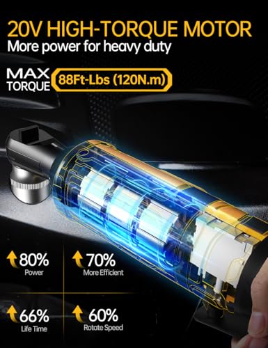 APEXPOWER 3/8 Inch Cordless Ratchet Wrench for DEWALT 20V Battery, 88Ft-Lbs, 0-400RPM, Electric Wrench Ratchet w/Variable Speed Trigger, Reinforced Head, R&F Switch, 7 Sockets,3/8" to 1/4" Adapter