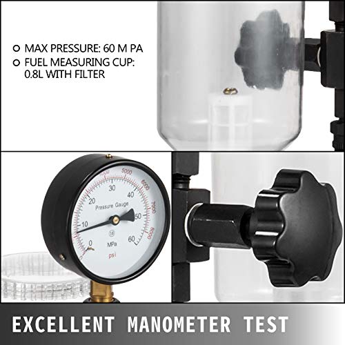 Vevor 400Bar 6000PSI Diesel Fuel Injector Tester Diesel Injector Nozzle Tester with Dual Scale Gauge to Adjust Injector Nozzle Pressure and Testing Diesel Injector Nozzle Pop Pressure Tester