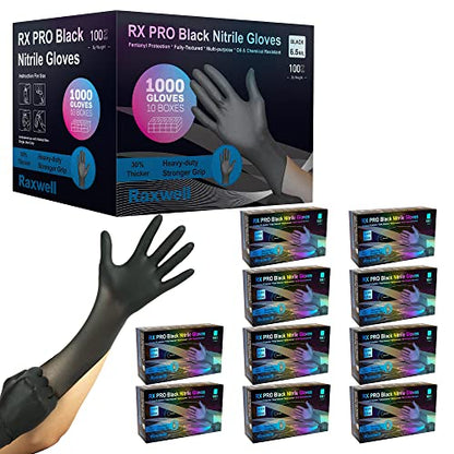 Raxwell Disposable Nitrile Gloves - Food Grade Heavy-Duty Puncture Resistant Black Gloves for Cooking & Food Service - size: Small, style: 1000 Count