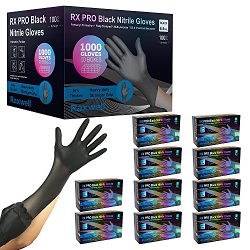Raxwell Disposable Nitrile Gloves - Food Grade Heavy-Duty Puncture Resistant Black Gloves for Cooking & Food Service - size: Medium, style: 1000 Count