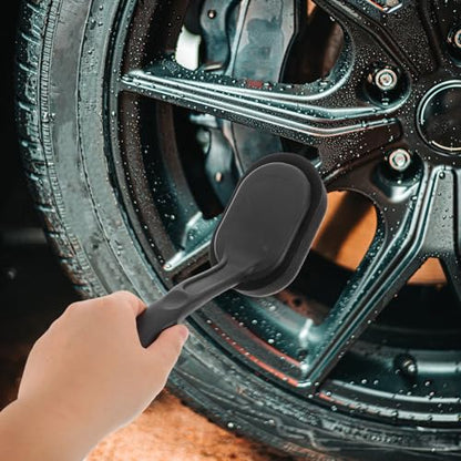 Car Tire Wax Applicator Brush Set with Replaceable Handle and Sturdy Sponge, 6pcs Automotive Wheel Cleaning Tools for Car Detailing and Polishing