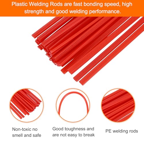 MECCANIXITY 30pcs 8 Inch Plastic Welding Rods PE Welding Strips Welder Rods for Plastic Welder, Car Bumper, Kayak Repair, Red - color: Red, size: 8 Inch