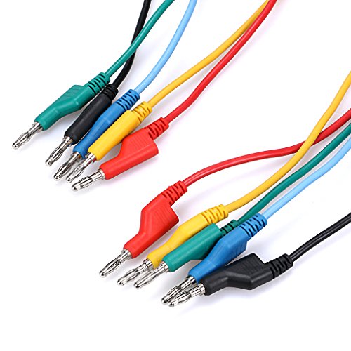 Sumnacon 5Pcs 4mm Banana to Banana Plug Test Leads for Multimeter,3.3Ft/1M | 1000V/15A Flexible Stackable Stackable Banana Plug Wire Test Cable Lead for Electrical Testing - size: 1 m