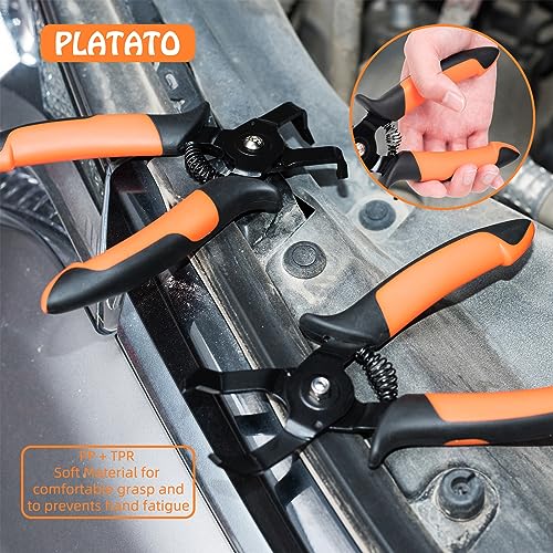 PLATATO 2 PCS Push Pin Pliers Set Auto Panel Clip and Trim Removal Tool Includes 30 Degree and 80 Degree Pliers Easily Removes Plastic Fasteners and Rivets