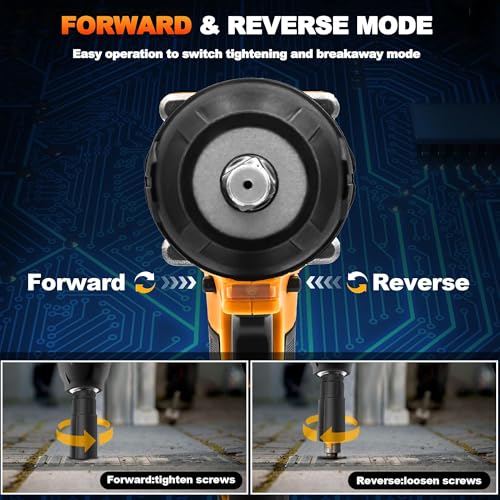 1/2 Cordless Impact Wrench, 1/2 Inch Impact Drive with Brushless Motor, 1000N.m(740Ft-Lbs), 3300PRM, Electric Impact Wrenches with Battery and Charger, 6 Sockets