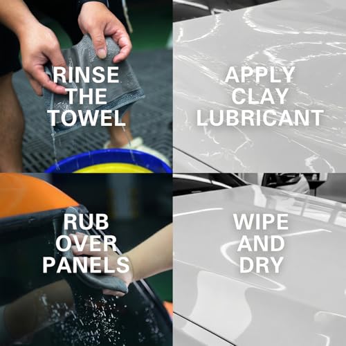 3 Pack Micro-Rib Clay Towel for Auto Detailing, Fine Grade Synthetic Decontamination Towel for Car Paint & Glass, Smooth Glide Surface Prep for Polishing, Wax & Ceramic Coating