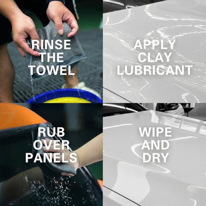 3 Pack Micro-Rib Clay Towel for Auto Detailing, Fine Grade Synthetic Decontamination Towel for Car Paint & Glass, Smooth Glide Surface Prep for Polishing, Wax & Ceramic Coating