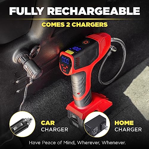 BULLSEYE PRO Tire Inflator with Pressure Gauge, Compact and Portable, Automatic Shut Off, 150 PSI Max, USB Home Rechargeable and Cord for Vehicular Use As Seen On TV (9475)