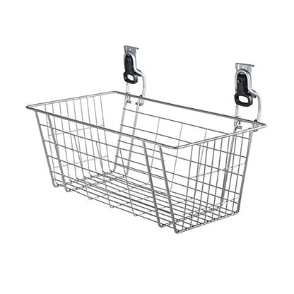 Rubbermaid Garage FastTrack Wire Mesh Basket Wall Mounted Storage System Holds up to 50 pounds Satin Nickel for Tool/Toy/Sports Equipment - style: Wire Mesh Basket