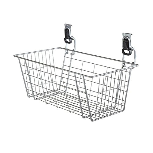 Rubbermaid Garage FastTrack Wire Mesh Basket Wall Mounted Storage System Holds up to 50 pounds Satin Nickel for Tool/Toy/Sports Equipment - style: Wire Mesh Basket