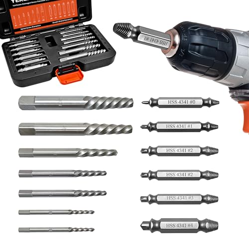13-Piece Screw Extractor Set, Easy Out Kit with Spiral & Double-Ended Extractors for Removing Stripped, Broken, Damaged & Rusted Screws, Bolts & Nuts - size: 13PCS