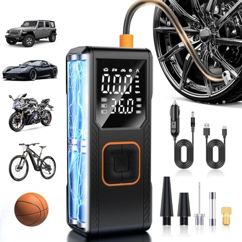 Tire Inflator Portable Air Compressor, 150PSI Cordless Air Pump For Car Tires, Bike Pump, Motorcycle, Balls, Portable Tire Inflator with Digital Pressure Gauge, 3X Fast Inflation, Auto Shut-off - size: Standard Capacity