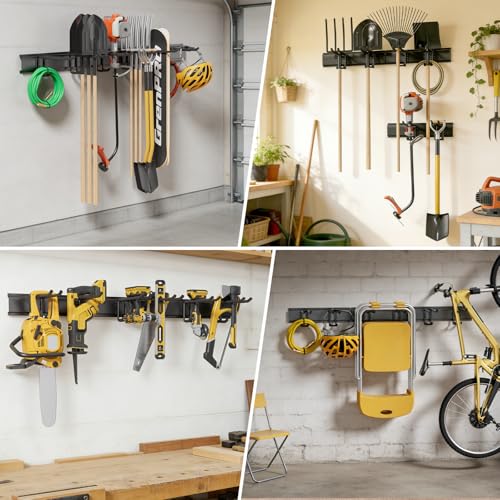 GRENPRO 49.5 Inch Garage Tool Organizer with 6 Double-layer Hooks, Holds 440 LBS - size: 49.5 inch
