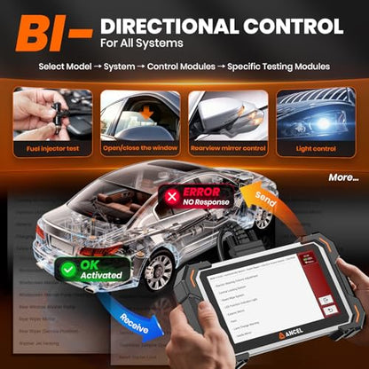 ANCEL DS500 Elite OBD2 Scanner, Full System Car Code Reader, Bidirectional Scan Tool, 28+ Reset Functions, ABS SRS Transmission Check Engine Code Reader, CAN FD FCA Auto Auth, Lifetime Free Update
