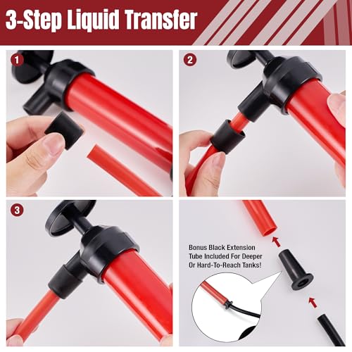 Thorstone 200cc Siphon Pump for Gasoline, Fluid Transfer Pump Automotive, Oil Transfer Pump Kit with Max 86" Long Hoses, Multi-Use Hand Fuel Pump for Fish Tank, Lawn Mower