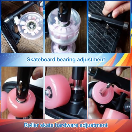 3 Pcs Skate Bearings Cleaning Tool Kit Skateboard Bearing Press Tool Skate Bearing Puller Cleaning Bottle for Installation and Maintenance Roller Skates, Skateboard Scooters