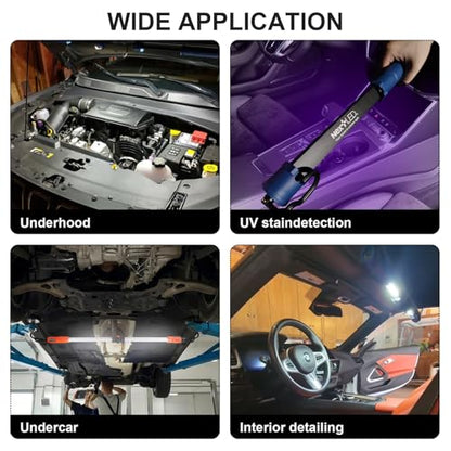 NextLED NT-2220LF-UV LED Underhood Work Light, 2000 Lumen, 8000mAh Rechargeable Battery, UV Light, Detachable Mechanic Under Hood Light Bar, 2 Lights in 1, 51 to 81 Inch, Auto Mechanic/Car Detailing