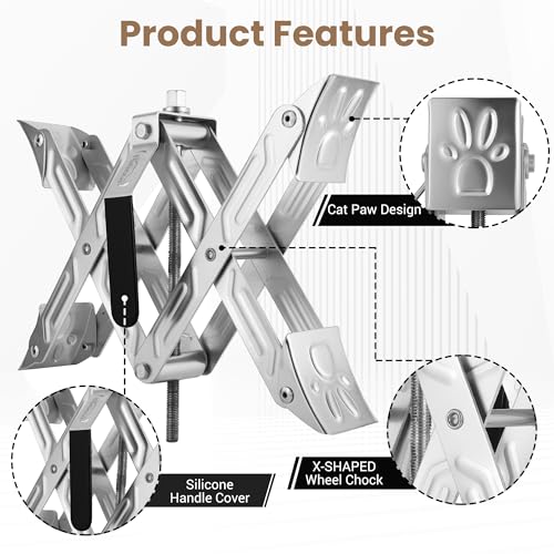 X-Shaped RV Wheel Chock Fit 4.13” to 13.4” Camper Wheel Chock Stabilizer Scissor with Accessories Pair for Travel Trailer, Heavy Duty Tire Wheel Chock Scissor Locking X Chock, 2Pack - size: 13.4inch 2pc