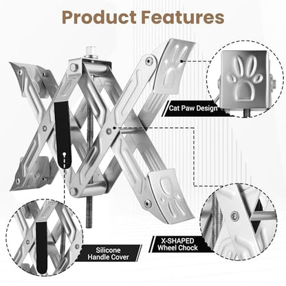 X-Shaped RV Wheel Chock Fit 4.13” to 13.4” Camper Wheel Chock Stabilizer Scissor with Accessories Pair for Travel Trailer, Heavy Duty Tire Wheel Chock Scissor Locking X Chock, 2Pack - size: 13.4inch 2pc