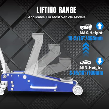 Big RED AT830011LUR Torin Low Profile, Aluminum and Steel Floor Jack with Dual Piston Quick Lift Pump,3 Ton (6,000 lb), Blue/Silver - size: 3 Ton BLUE, style: Aluminum and Steel
