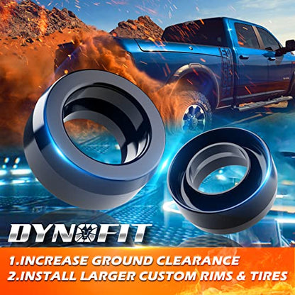 Dynofit 3" Leveling Kit for 2WD Ram 2500/3500 (1994-2011) & Ram 1500 (1994-2018), Raise Dodge Truck 3 Inch Front Suspension for Load Leveling, Set of 2 Black Polyurethane (PU) Coil Spring Lift Spacers - size: 3 Inch (For 2WD)