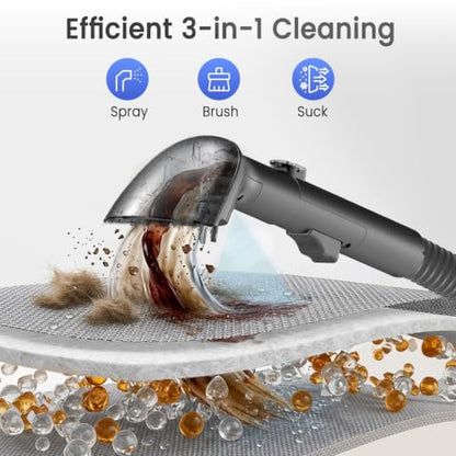All-in-One Portable Carpet Spot Cleaner Machine, Handheld Upholstery Cleaner with Pet, Shoe & Window Brush Heads, & Cleaning Solution for Home Fabric, Car Glass & Shoe Stain Clean