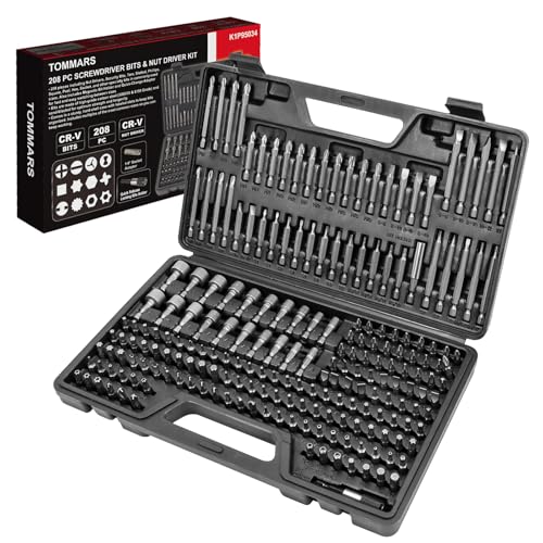 TOMMARS 208-Pc Master Screwdriver Bit Set | Clutch, Hex, Phillips, Slotted, Spanner, Spline, Square, Torq-Set, Torx, Tri-Wing,S2 Steel, 1/4" Hex Shank Bits - style: 208 Pc Screwdriver Bits Set