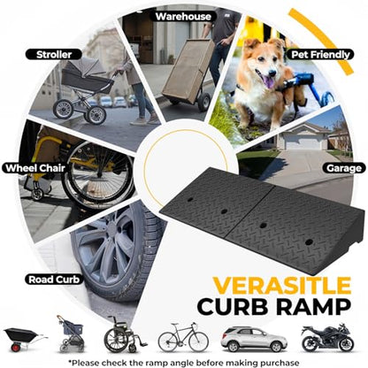 Auto Dynasty Rubber Curb Ramps, 5.9" Lift Height Curbside Driveway Ramp, 4410 LBS/2T Capacity Sidewalk Curb Ramp for Cars Trucks Bikes Motorcycles Wheelchairs, 2 Pack - size: 5.9" Rise