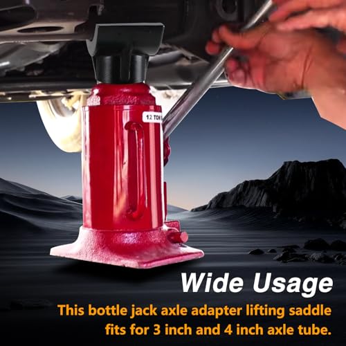 EVRBUL 2-in-1 Bottle Jack Adapter Lifting Saddle High Strength Hydraulic Jack Adapter Hydraulic Lifting Saddle Compatible with 12-ton 20-ton Bottle Floor Jack for 3 Inch 4 Inch Axle Tube
