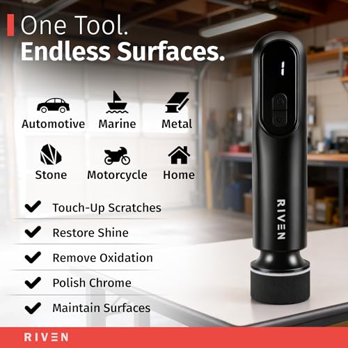 RIVEN Cordless Car Polisher Buffer Kit, Adjustable 3 Speeds - 2Pcs 12V Rechargeable Battery, 3inch Orbital and Rotary Fast Polisher for Car Detailing, Waxing, Paint Correction Car & RV Polisher
