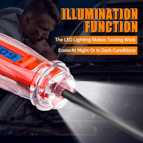 AWBLIN Automotive Test Light 3-72V DC Digital Light Tester | Voltmeter, Heavy Duty Auto Circuit Tester, LCD Backlight Display and LED Indication, Electric Test Pen with Illumination