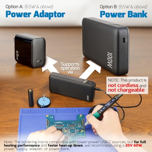WEP 928D-IV Soldering Iron Kit with Fast Heating with C235 Tip, Dynamic Screen, Compact Digital Soldering Iron with Multi-Functional Cover, Type-C Powering, Sleep Mode, PD and QC Protocols - style: Basic Style
