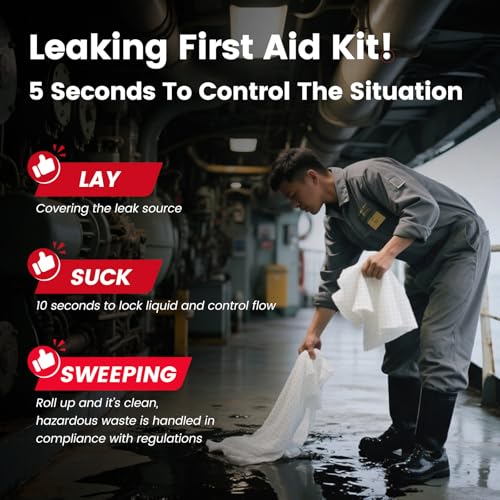 Oil Absorbent Pads 100-Pack | 16"x20" Oil-Only Spill Mat | Industrial Spill Control for Oil & Fuel(32 Gal/Box) | Repels Water Absorbing Sheets - color: 100pack 4mm Thickened/ Oil-Only Pads(16"x20")