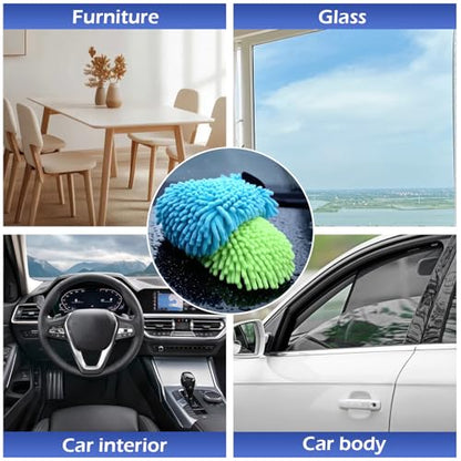 4Pcs Car Wash Mitt Microfiber Gloves Chenille Material Microfiber Towels for Car Washing Supplies Kit Scratch Free Cleaning Gray + Sky Blue - size: Gray + Sky Blue
