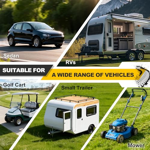 Wheel Chocks for RV Trailer Camper Truck Car, Versatile Heavy Duty Rubber Wheel Immobilizers & Chocks, Wheel Chocks Block with Rope and Reflective Strips [2 Pair 4 Pack]