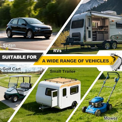 Wheel Chocks for RV Trailer Camper Truck Car, Versatile Heavy Duty Rubber Wheel Immobilizers & Chocks, Wheel Chocks Block with Rope and Reflective Strips [2 Pair 4 Pack]