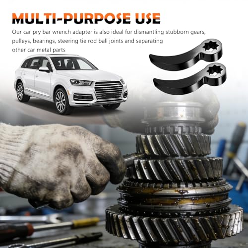 2PCS 1/2" Pry Bar Wrench Adapter with 8-Point,Bull Horn Ratchet Pry Bar Attachment for Half Shaft Removal,Universal CV Axle Removal Tool Crowbar Adapter Head for Narrow Space - color: Style 3