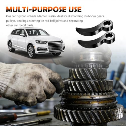 2PCS 1/2" Pry Bar Wrench Adapter with 8-Point,Bull Horn Ratchet Pry Bar Attachment for Half Shaft Removal,Universal CV Axle Removal Tool Crowbar Adapter Head for Narrow Space - color: Style 3