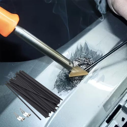 Plastic Welding Set, Including 20 Black Plastic Welding Rods and 2 Smoothing Heads, Professional Materals for Car and Motorcycle Body, Bumpers, Kayaks, and Pipe Repair, Weldings Gun Accessories