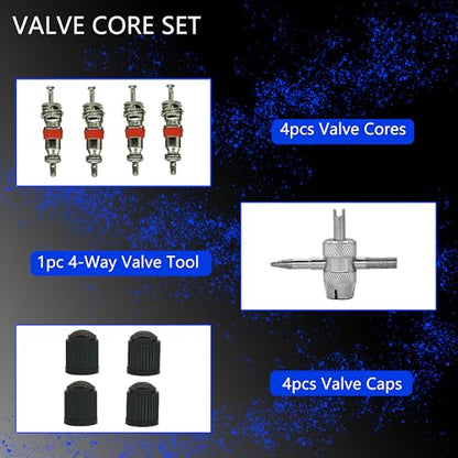 Heavy Duty Tire Repair Tool Kit, 3x11.5 Steel Tire Irons & 3 Rim Protectors, 4-Point Valve Tool with 4 Cores/Caps, Motorcycle/Bike/ATV Tire Changer Levers(TT-115-15) - size: 11.5”