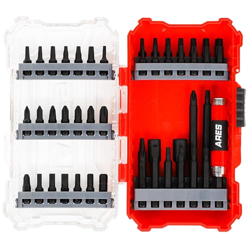 ARES 31020-47-Piece Impact Bit Set – Set Includes Phillips, Slotted, Square, Hex, and Standard and Tamper Torx Bits – Premium S2 Steel Construction - size: 47-Piece Impact Driver Bit Set