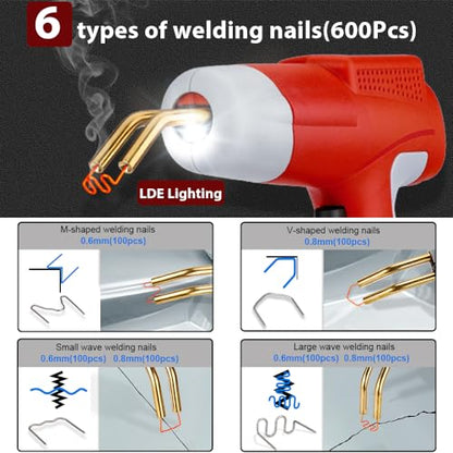 Choerinton Plastic Welder Compatible with Milwaukee 18V Lithium Battery, with 600PCS Staples, Pure Copper Transformer, Rapid Heating, Plastic Welding Kit for Car Bumper, Dashboard & Repair(No Battery) - color: For Milwaukee Battery