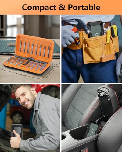 AMIR 42 in 1 Magnetic Screwdriver Set, Ratchet Screwdriver Set with Multi Bit, DIY Repair Tool Kit with Versatile T Handle for Furniture, Computer, Bicycle, Electronic Repair - color: Orange