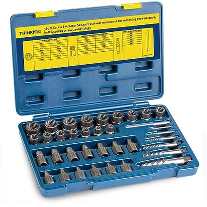 Screw & Bolt Extractor Set,36 Pieces extractor set | 2-in-1 Multi-Spline Lug Nut Remover, Easy Out Stripped Screw Removal Tool Kit