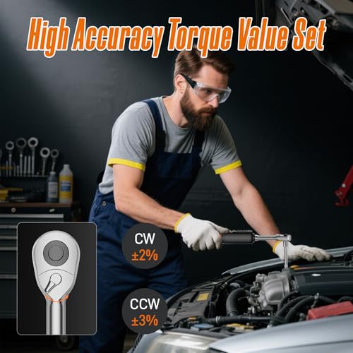 Digital Torque Wrench Set, 3.09-62.6 Ft.lb/4.2-85 Nm, 3/8" Drive Inch Pound Torque Wrench Electronic with Buzzer & LCD Indicator, Torque Wrench Set for Motor Cars Auto Repair