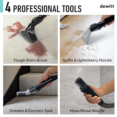 DeWitt Spot Genie Pro Portable Carpet Cleaner Machine | Upholstery Cleaner, Lightweight 7.7lb, Pet Stain & Odor Remover with 4 Cleaning Tools