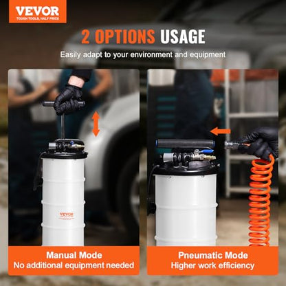 VEVOR 6.5L Pneumatic/Manual Oil Extractor Pump, Fluid Extractor Pump for Automotive Fluids Vacuum Evacuation, Oil Change & Fluid Change Tool with Dipstick and Suction Hose - style: 6.5L Pneumatic/Manual