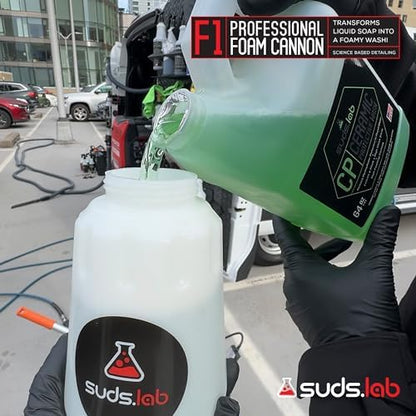 Suds Lab F1 Professional Foam Cannon with 32 Ounce Canister | Adjustable Foam Nozzle, Quick Connect Pressure Washer, Car Washing